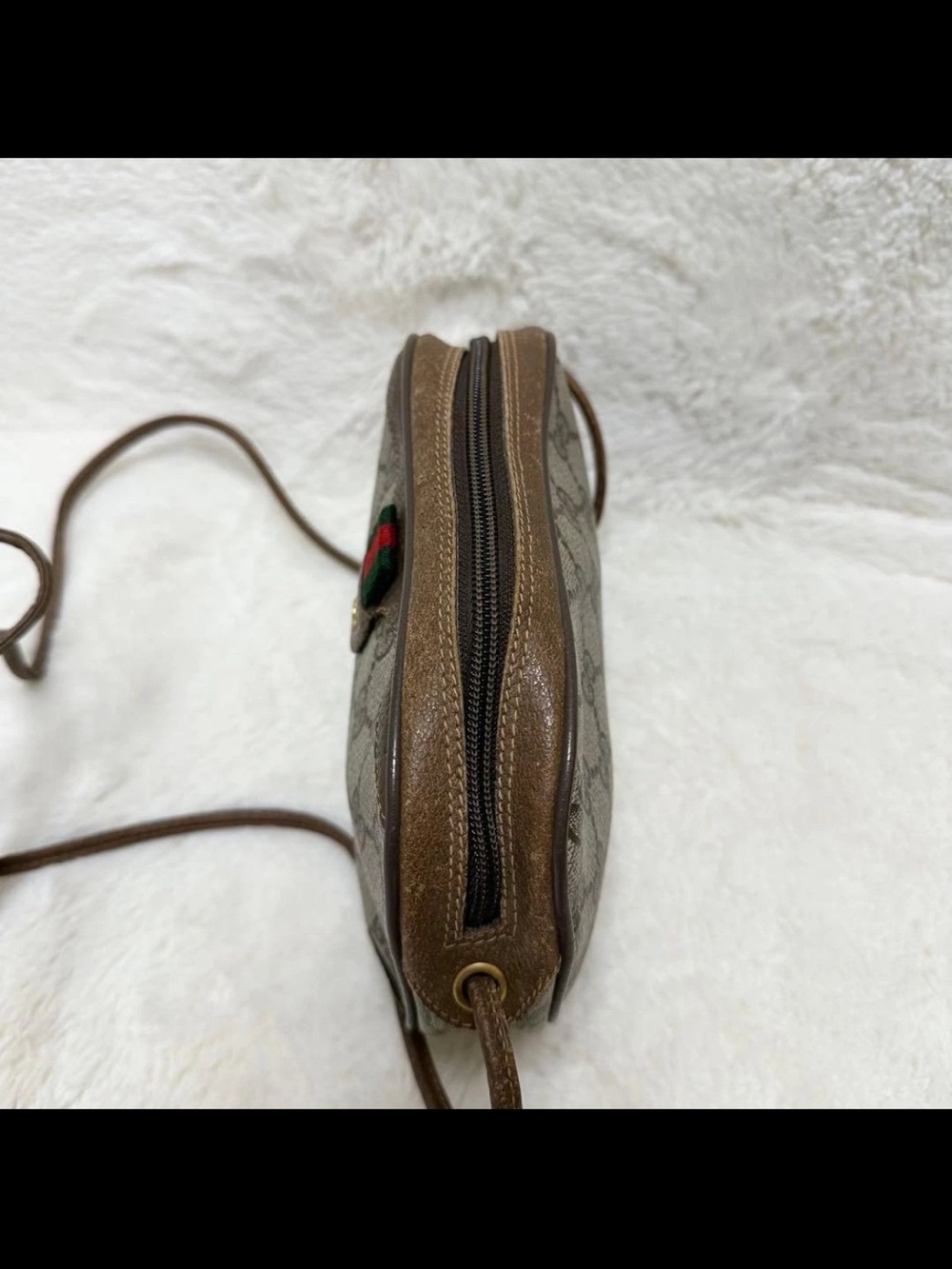 Gucci Beige GG Canvas Crossbody Bag with Brown Leather Trim - Picture 6 of 16